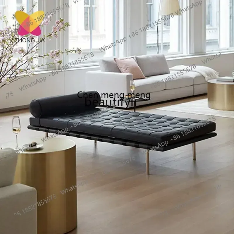 Recliner Leather Sofa Bed Model Room Simple Long Sofa Misi Bed
