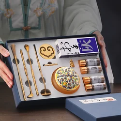 Copper incense set entry primary incense seal tools incense press gift box household indoor incense burner supplies decoration