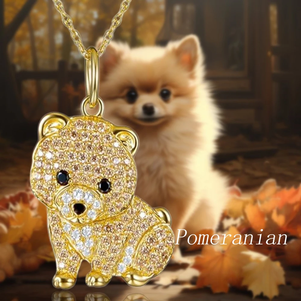 Exquisite and Cute Pomeranian Pendant Necklace for Women Elegant Pet Puppy Jewelry Animal Accessories Gift for Dog Lover Chains