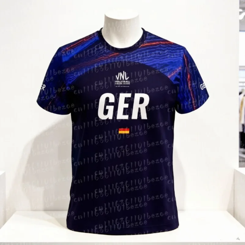 Volleyball-Sport-T-Shirt, 3D-Kontrast-Design, lockere Passform, schnell trocknend, kurzärmelig, Sommer-Outdoor-Fitness-Kleidung, passend für die ganze Familie