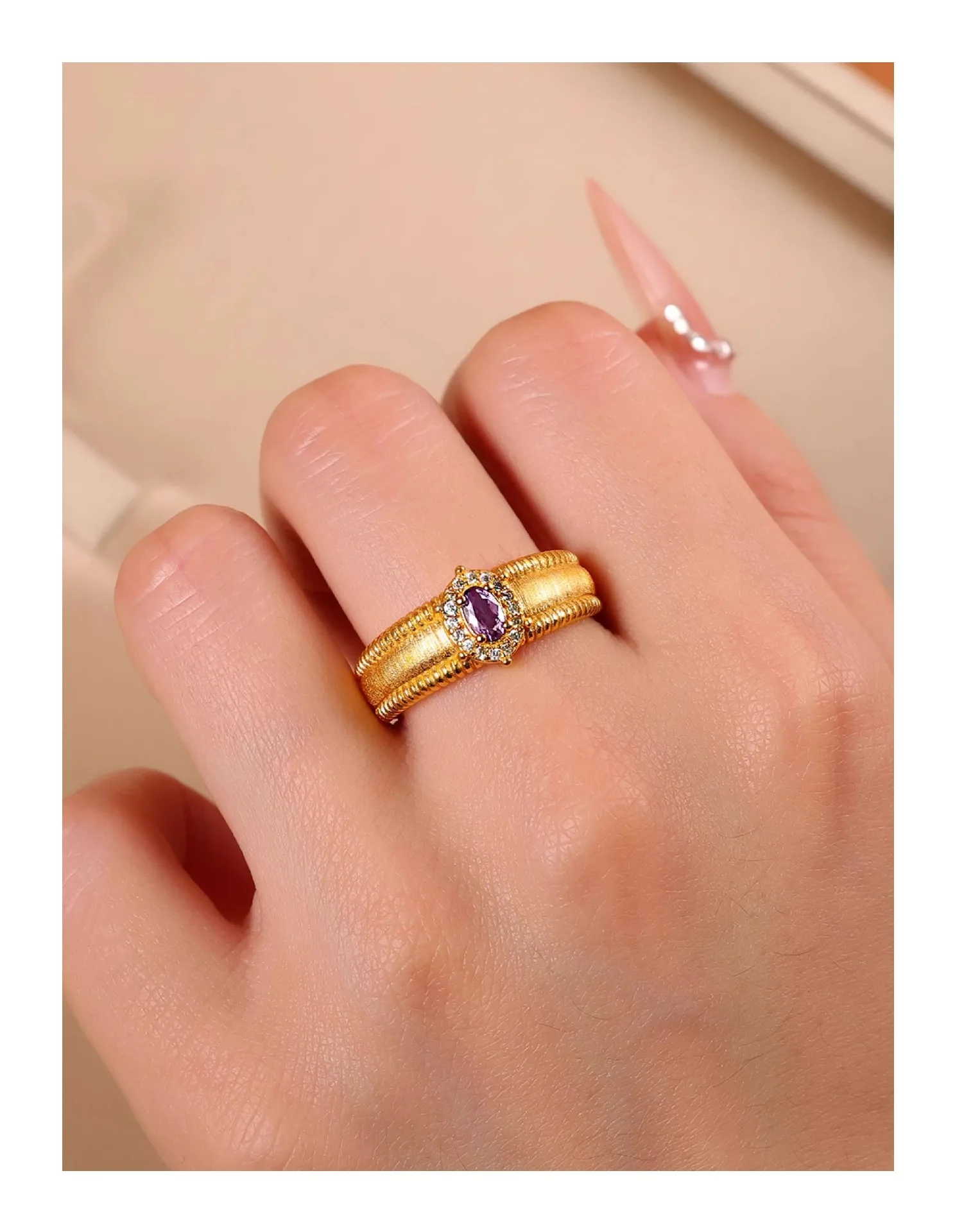 

Luxury 24K 9999 Pure Gold real gold Women's open adjustable pigeon egg ring
