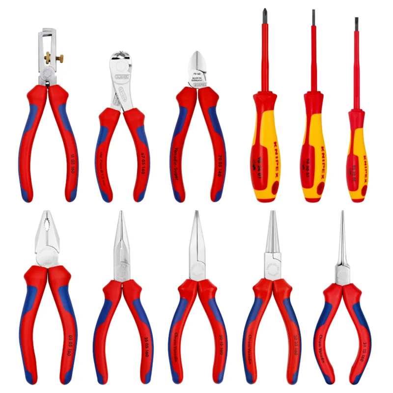 KNIPEX 00 19 41 Roll Insulation Tool Kit Pliers With Chrome Plated Head And Dual Color Dual Component Handle