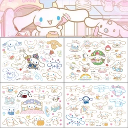 Pegatinas de tatuaje Sanrio Cinnamoroll para niños, tatuajes temporales, suministros para fiestas de cumpleaños, recuerdos, pegatinas, decoración, 4 piezas