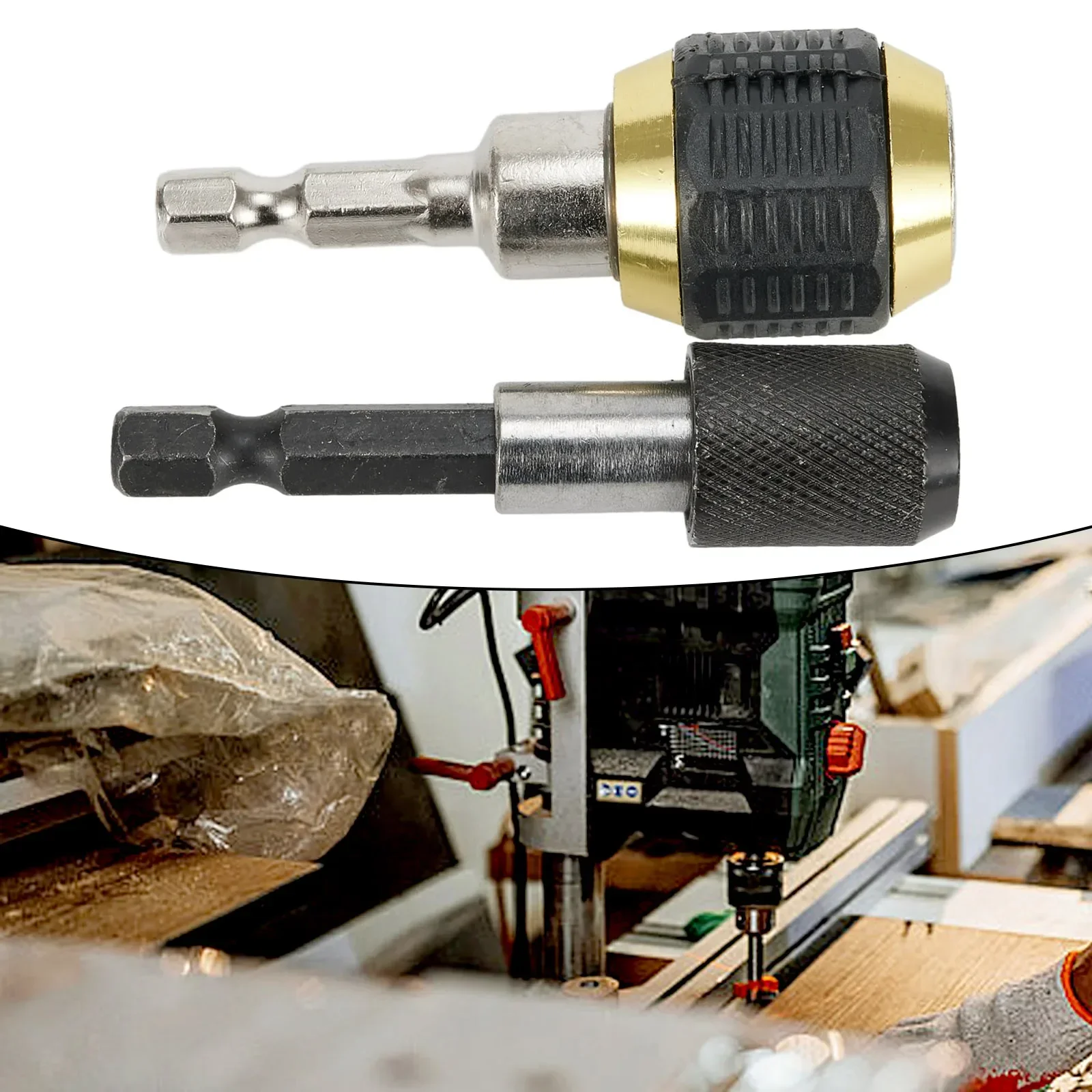 2pcs Drill Chuck Keyless Screwdriver Driver Adaptor 1 4    Hex Shank Drill Bit Tool 60mm Auto Hand Hex Shank Quick Coupli