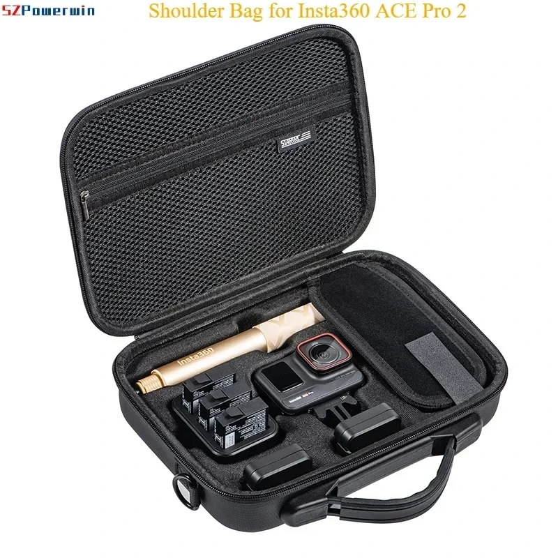 SZPowerwin Shoulder Bag Case For Insta360 ACE Pro Camera Accessories Waterproof PU Case Large Space Storage For Insta360 ACE Pro