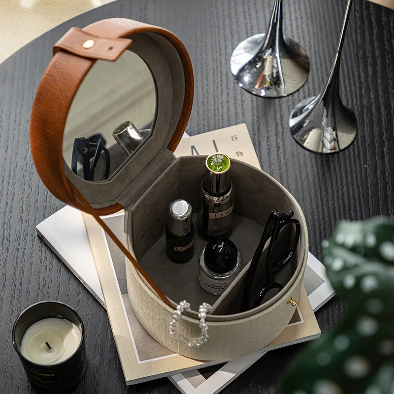 

High-end leather jewelry box finishing, cosmetic storage box, desktop high-end feeling, large-capacity portable finishing