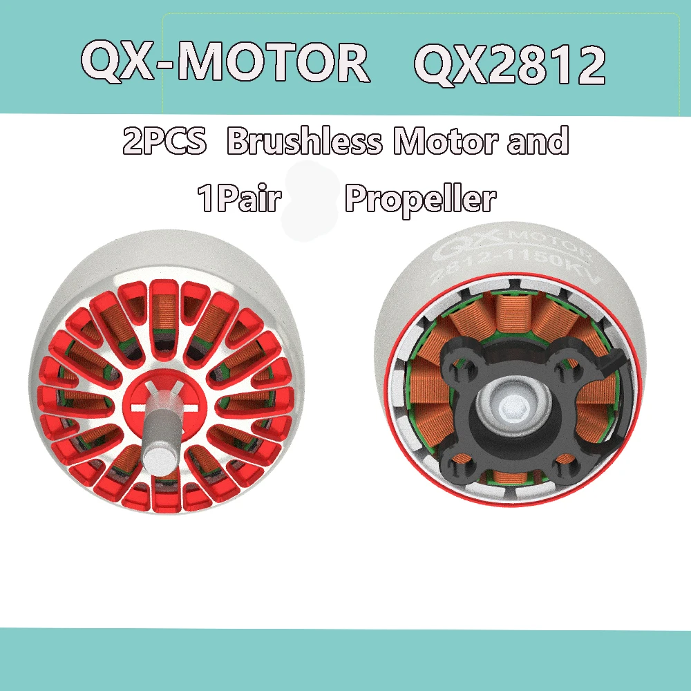 

QX-MOTOR 2PCS 2812 Brushless Motor 900/1150KV 3-6S with 1Pair Propeller Crossing Machine Motor for 8-9 Inch FPV Racks XL6 XL7