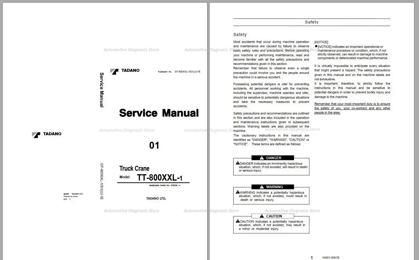 Tadano Crane TR Series Model 3.54 GB PDF Service Manual Circuit Diagram, Operator & Maintenance Manual DVD