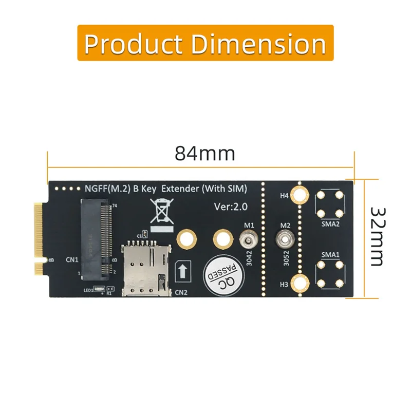 Adapter M.2(NGFF) Key B z gniazdem SIM dla modułu 3G/4G/5G obsługuje kartę SIM NANO i rozmiar karty 3042/3052 typu M.2 Key B