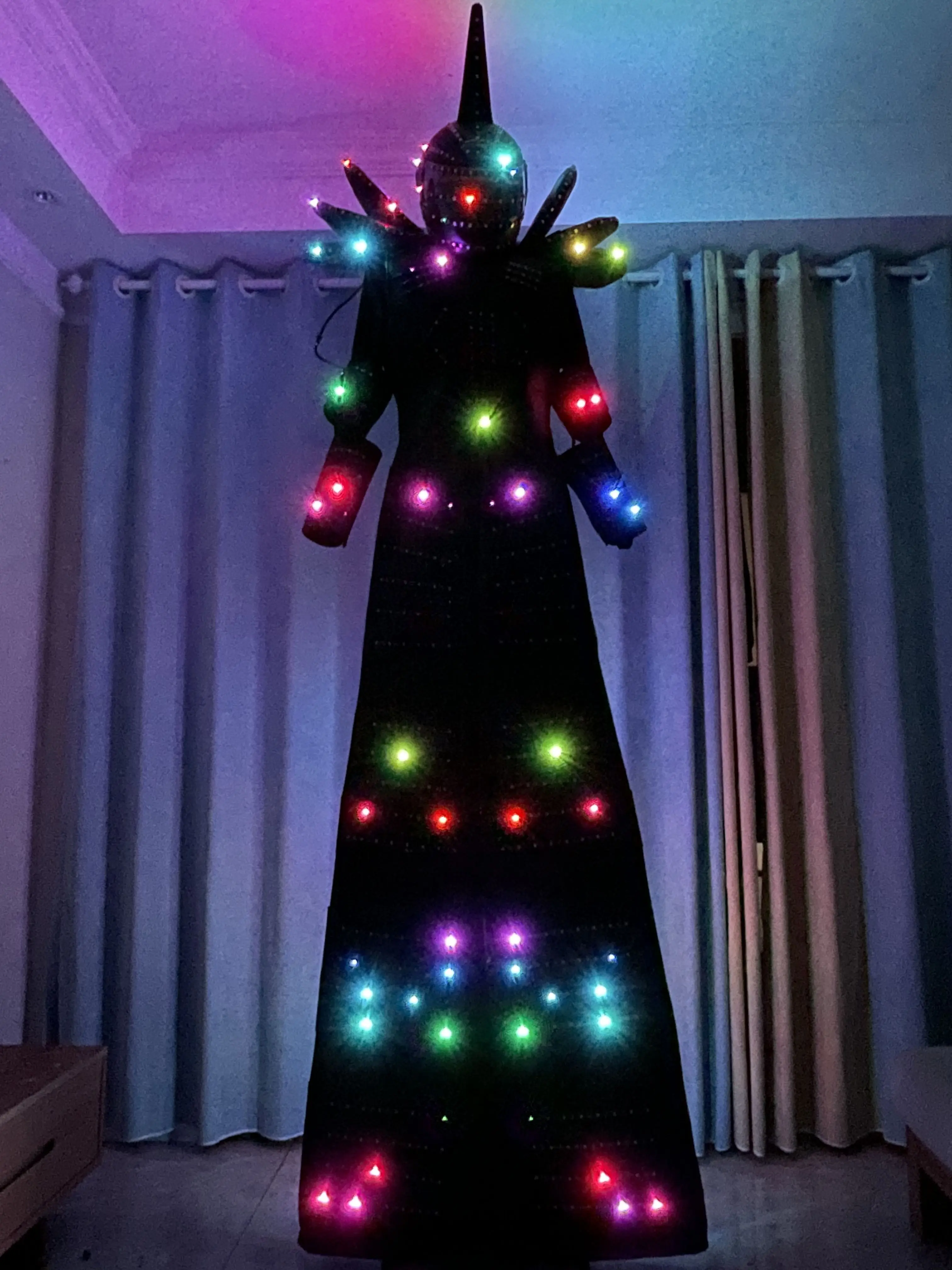 Cor digital de controle remoto led robô palafitas walker traje desempenho palco boate dj disfraz halloween mujer