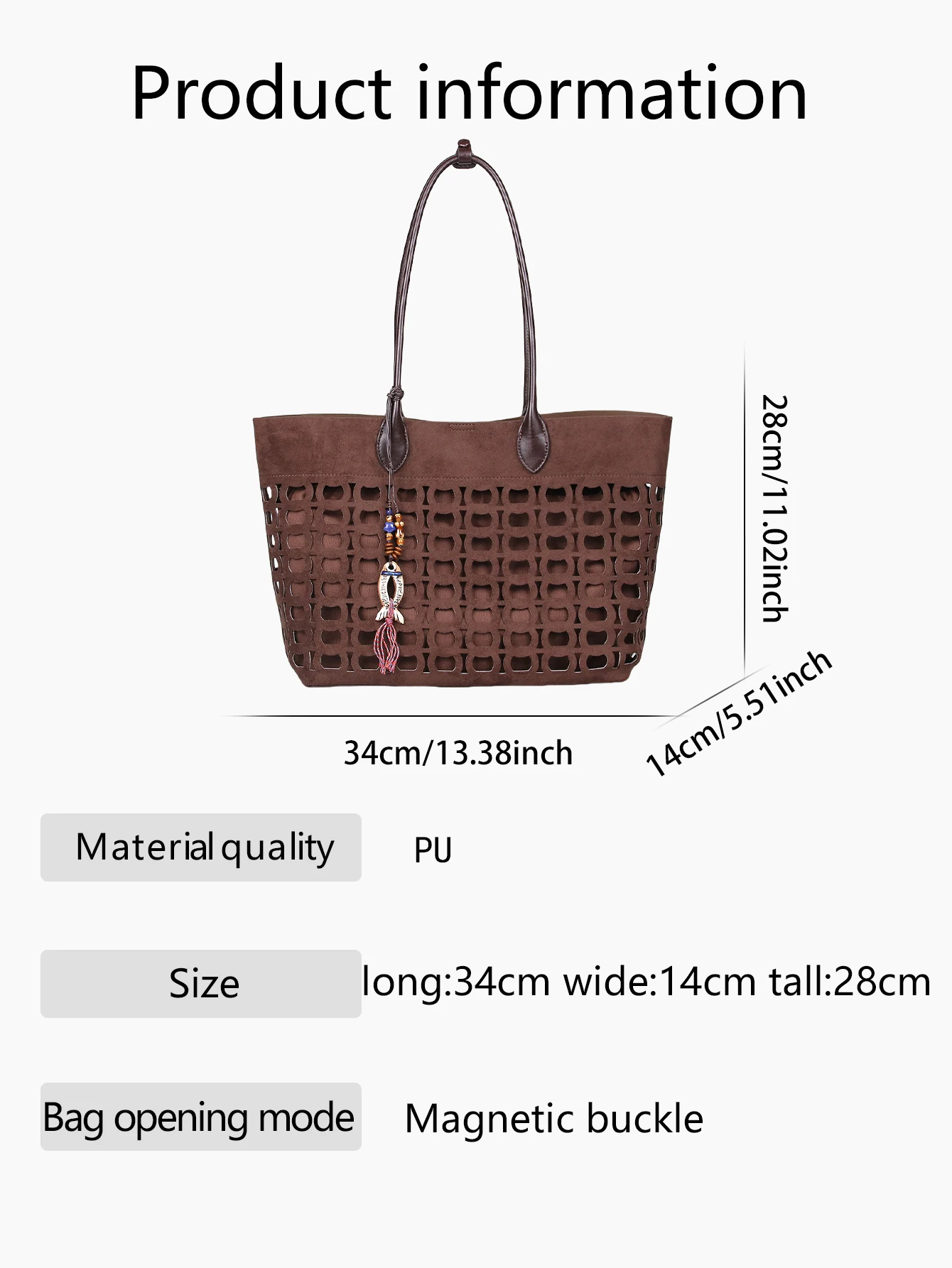 2025 fashion new handbag high quality and large capacity one-shoulder tote bag mother bag fashion Joker lazy wind hollow design