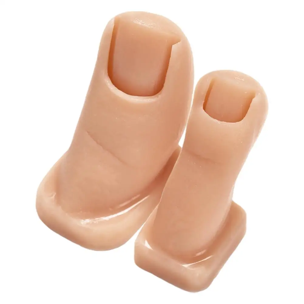 

2 Pcs Nail Practice Toes Artificial Fingers Beige Color for Nail Painting Carving Silicone Material Lifelike