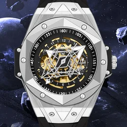 Fashion Sanda Top Brad 7014 Luxury Tourbillon Men's Mechanical silicone Watch Skeleton Automatic Waterproof Sports Reloj Hombre