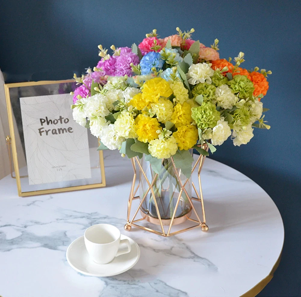 33CM Silk Hydrangea Bouquet Wedding Bridal Bouquet Artificial Flower for Home Party Office Vase Decorations