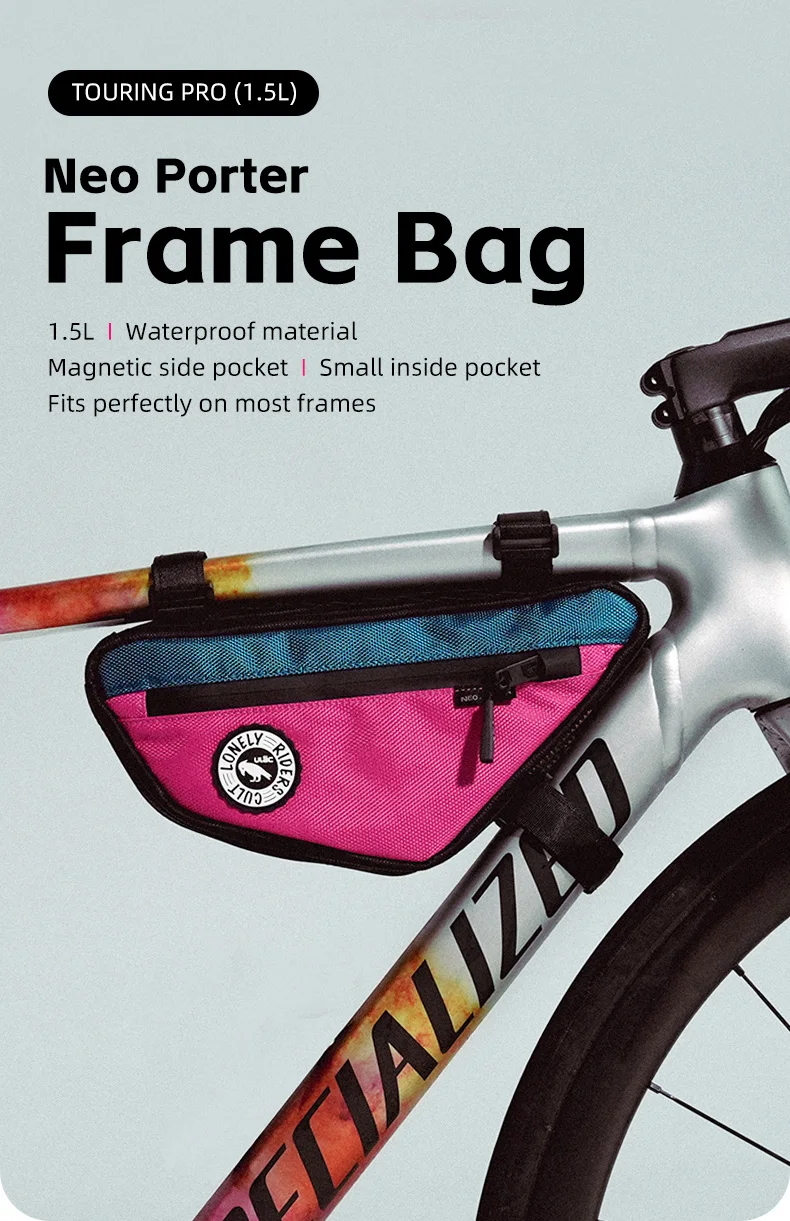 ULAC Fahrradtaschen 1,5L Rahmenrohrtasche Fahrrad-Vordertasche Wasserdichtes Material Kleine Innen-/Seitentasche MTB Rennrad-Tasche – Detail 1