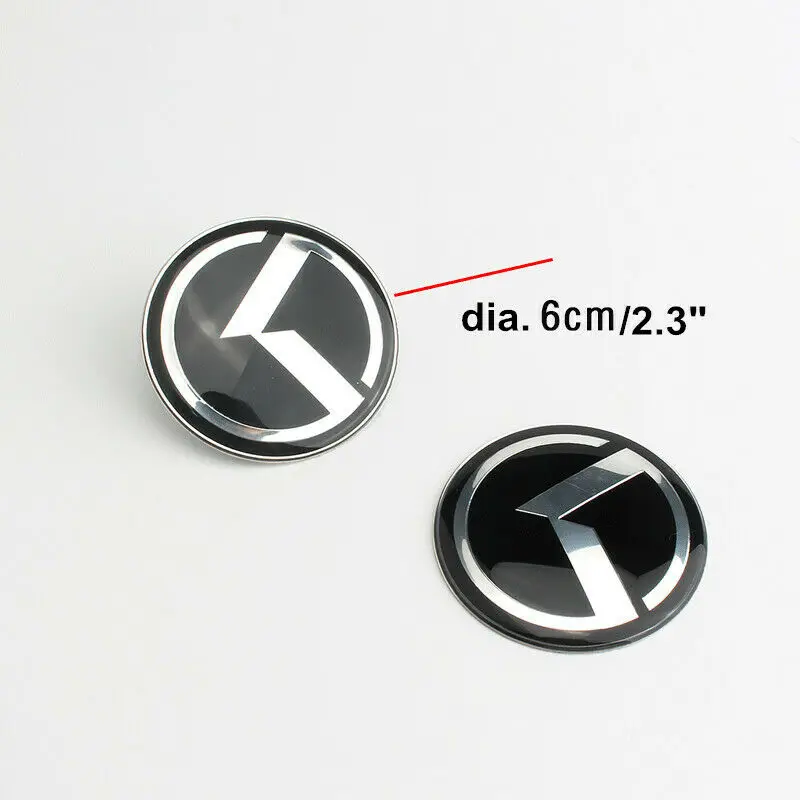 1 SET(7 Pcs) K Logo 3D Emblem Front Grille Trunk + Steering Wheel + Wheel Center Caps Sticker Badge for OPTIMA K5 Forte Koup