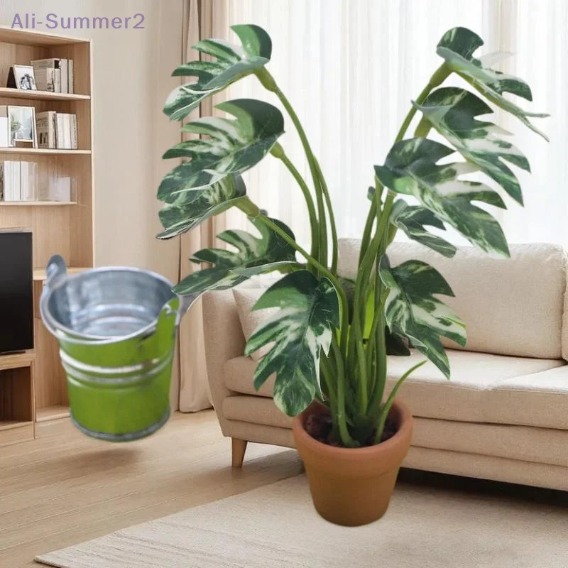 نبات مونستيرا المصغر لبيت الدمى 1/12 الرقيق بوعاء لمناظر الحديقة الصغيرة #4