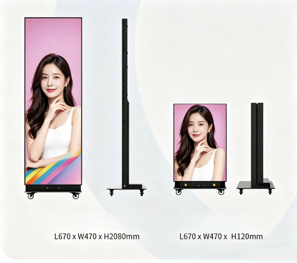 1080P Full HD 8K Indoor LED Poster Screen HDR10+ IP65 Waterproof 180° Ultra Wide Angle Shop Window Display view 2
