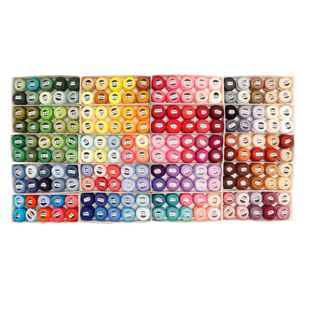 AmoHilos 40 Colors Set Size 8 Double Mercerized Long Staple Egyptian Cotton Pearl Crochet Thread 5 Grams Ball Each Five Choicese