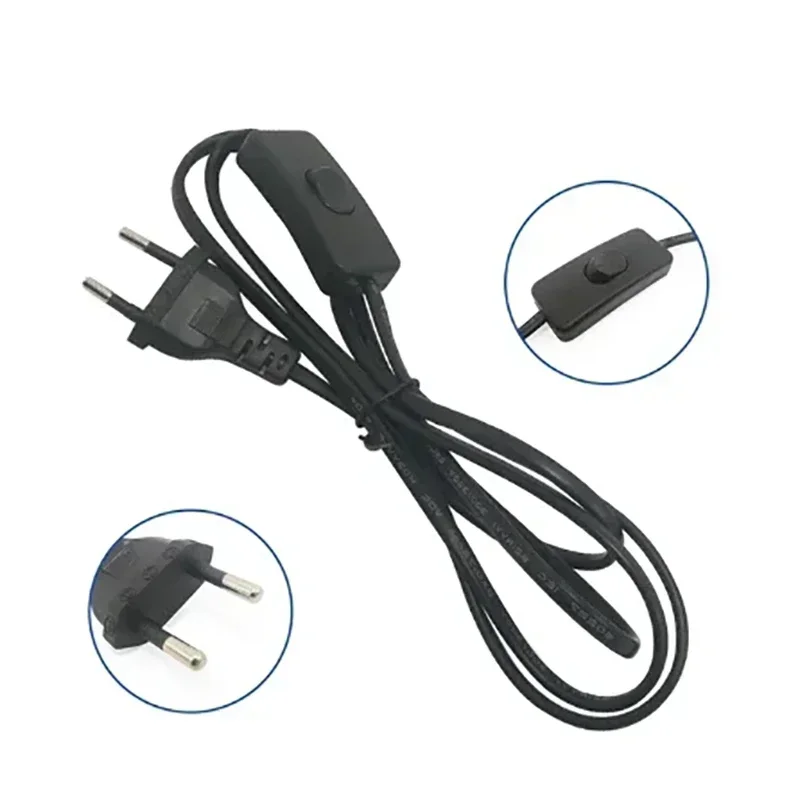 White/black US/EU 1.8m button switch power cord desk lamp switch cable AC 110V/220V extension power cord switch image 3
