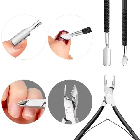 2 पीस/सेट नेल क्यूटिकल निपर डेड स्किन पुशर के साथ मैनीक्योर पेडीक्योर कैंची क्यूटिकल क्लिपर ट्रिमर टूल किट काला 10 best sales क्यूटिकल ट्रिमर - №5