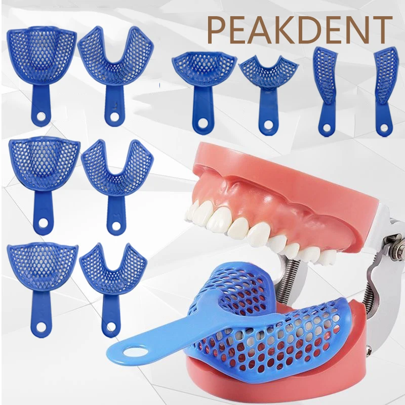 

2pcs/Set Dental Impression Plastic Trays Impression Metal Mesh Materials High Temperature Disinfection Oral Hygiene Teeth Holder
