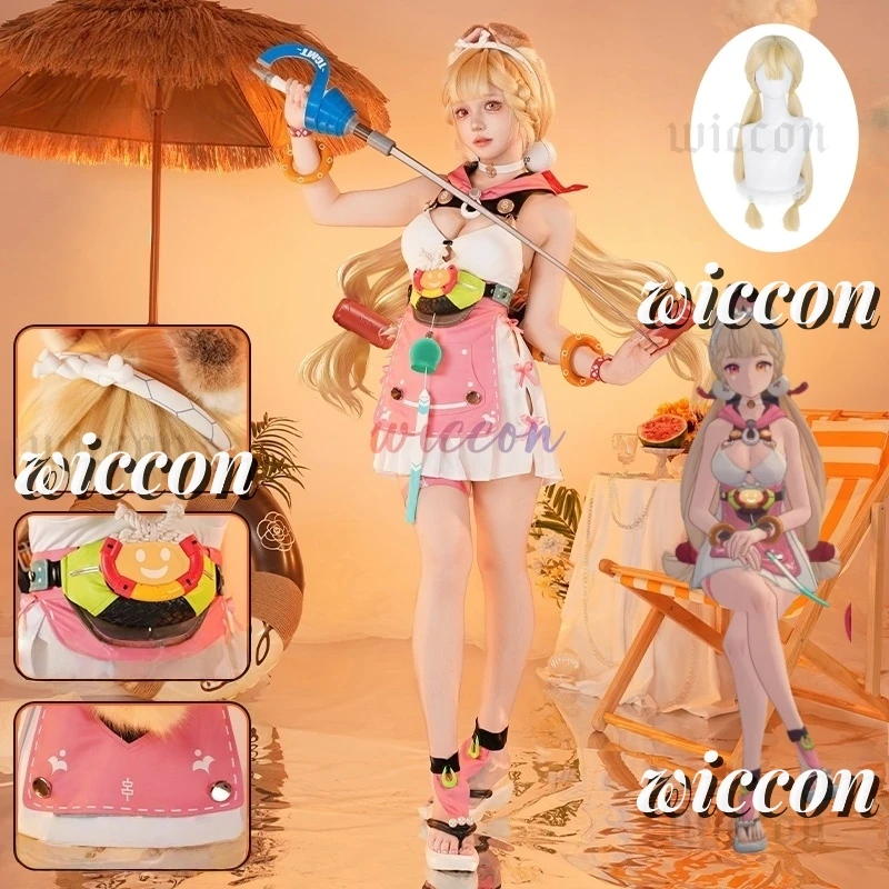 

Game Zenless Zone Zero Alice Cosplay Costume Original Swimsuit Wig Headwear Ears Summer Swimwear Girl Halloween Sexy Cat Costume