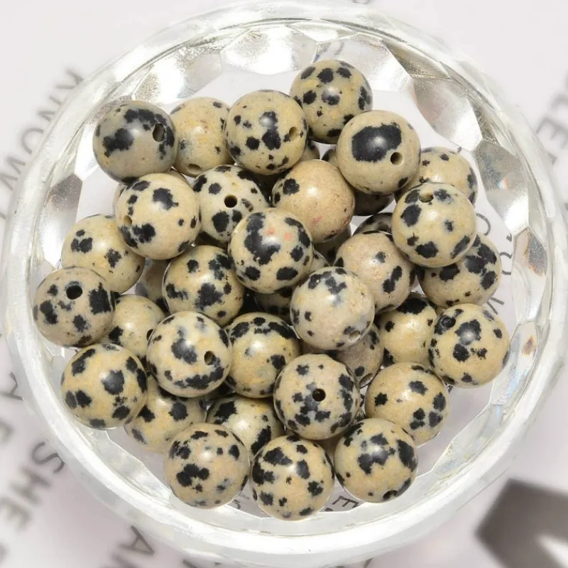 Dalmatian Jasper Loose Beads Natural Gemstone Smooth Round for Jewelry Making