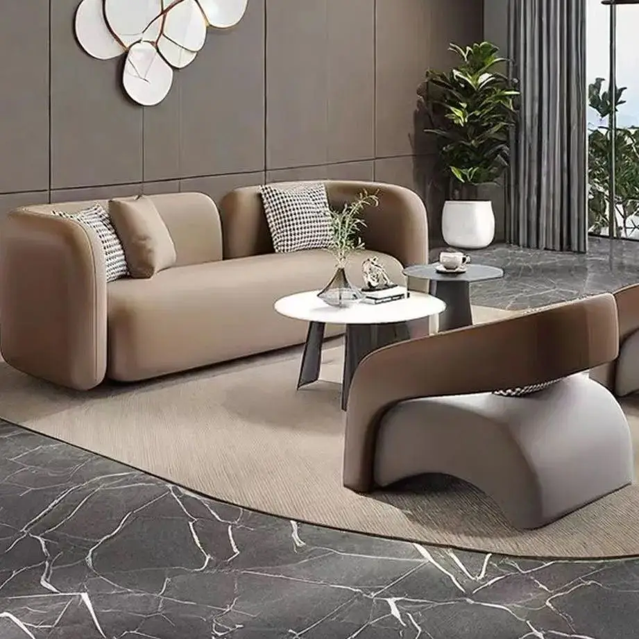 Straight row sofa chair beauty salon upscale hotel lobby lounge area office business just talk sofa