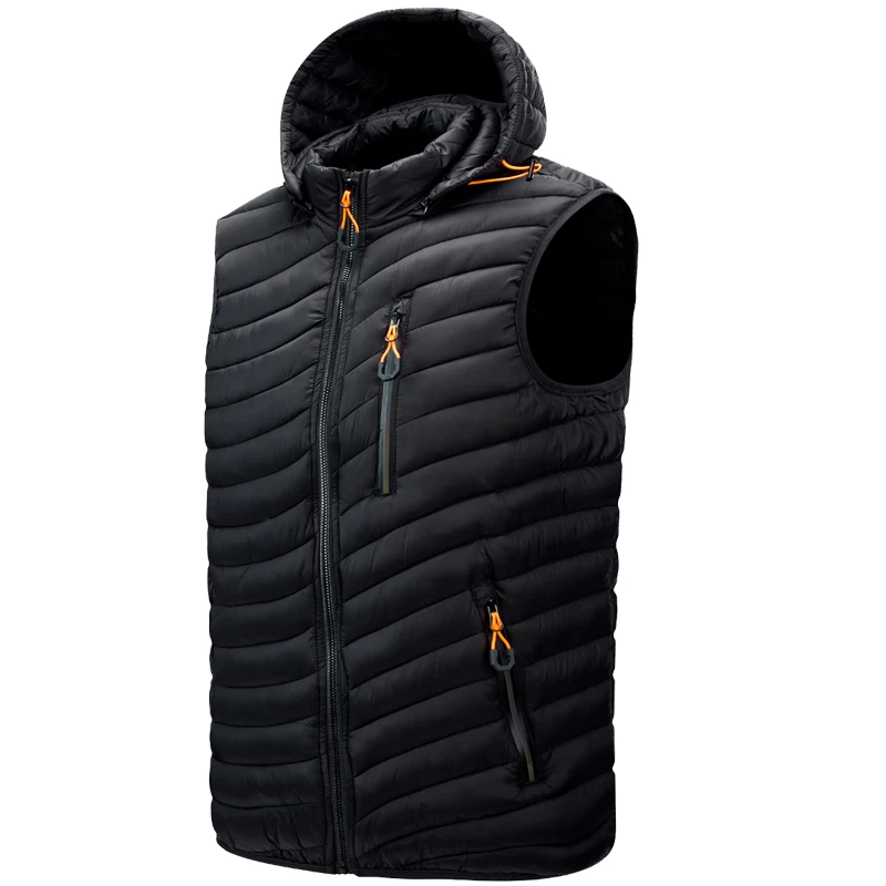 S.T.G-Coletes masculinos sem mangas, colete com capuz, colete monocromático com bolsos, jaqueta à prova de vento, moda casual masculina, colete de