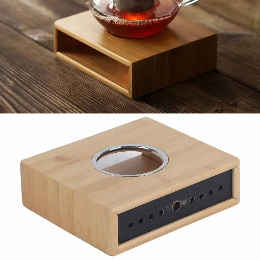 Bamboo Material Teapot Heating Warmer Candle Lit Heat Retention Teapot Warm Stove Household Size Teapot Warmer Set Tea Accessory