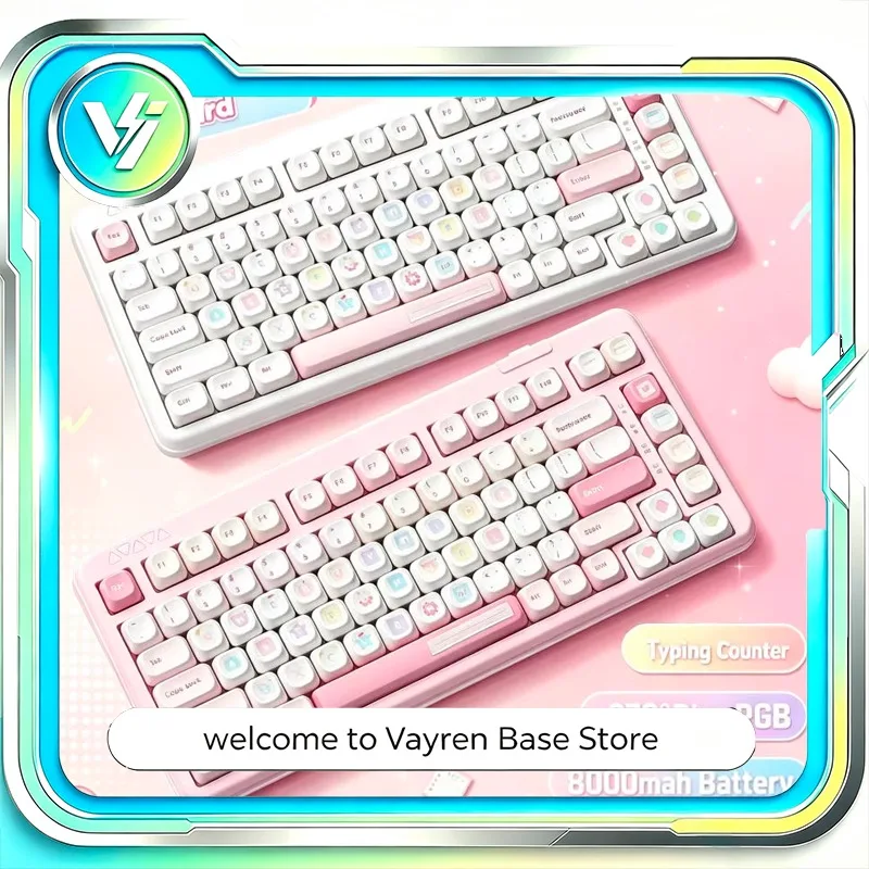 RECCAZR for Star75 Tri Mode Mechanical Keyboard 75% Layout RGB Hot Swap Cute Pink Wireless Keyboard for Girl PC Gaming Office