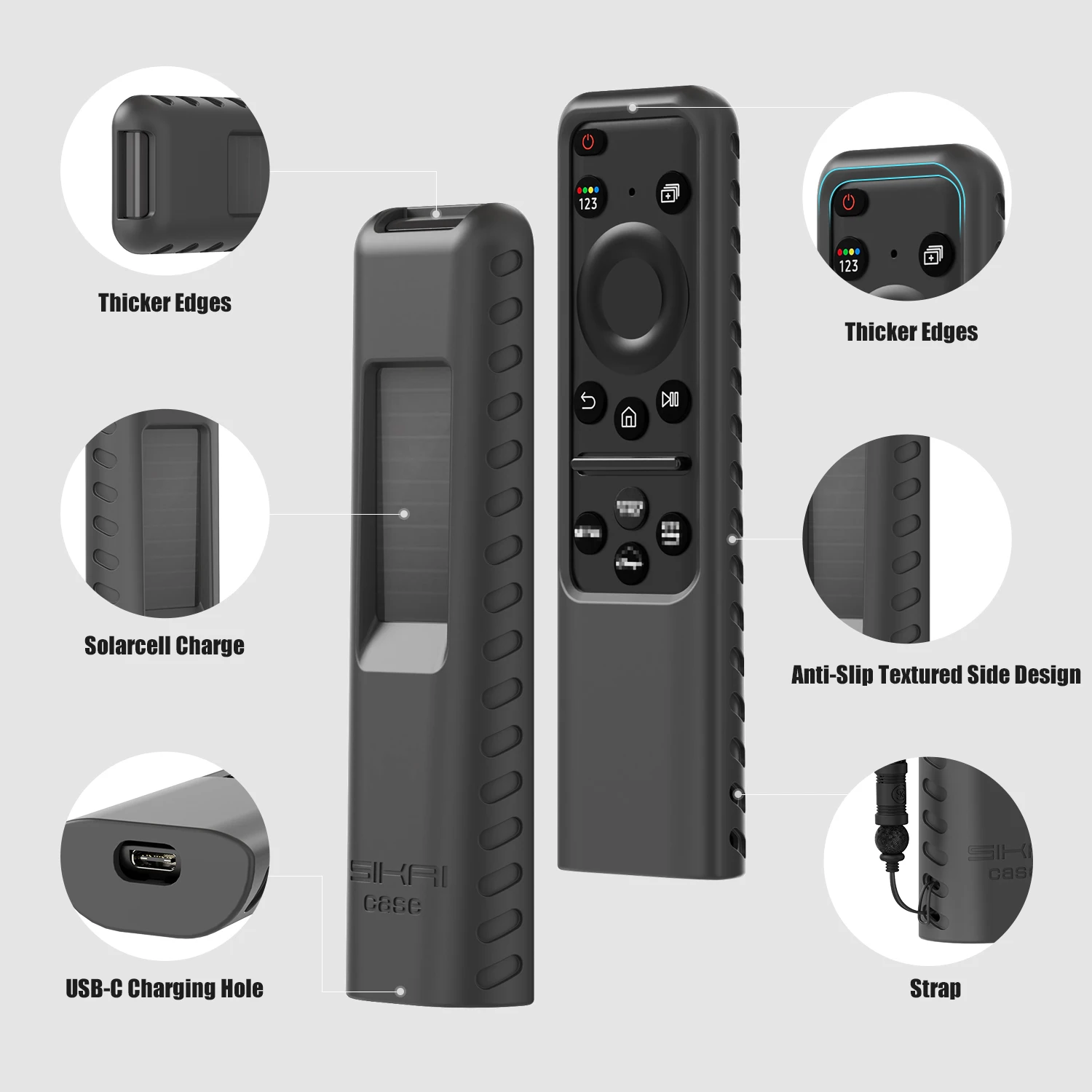 Sikai Silicone Remote Case for Samsung SolarCell Smart TV Remote for 2025TM2560E 2024BN59-01439A 2023TM2360E BN59-01432A
