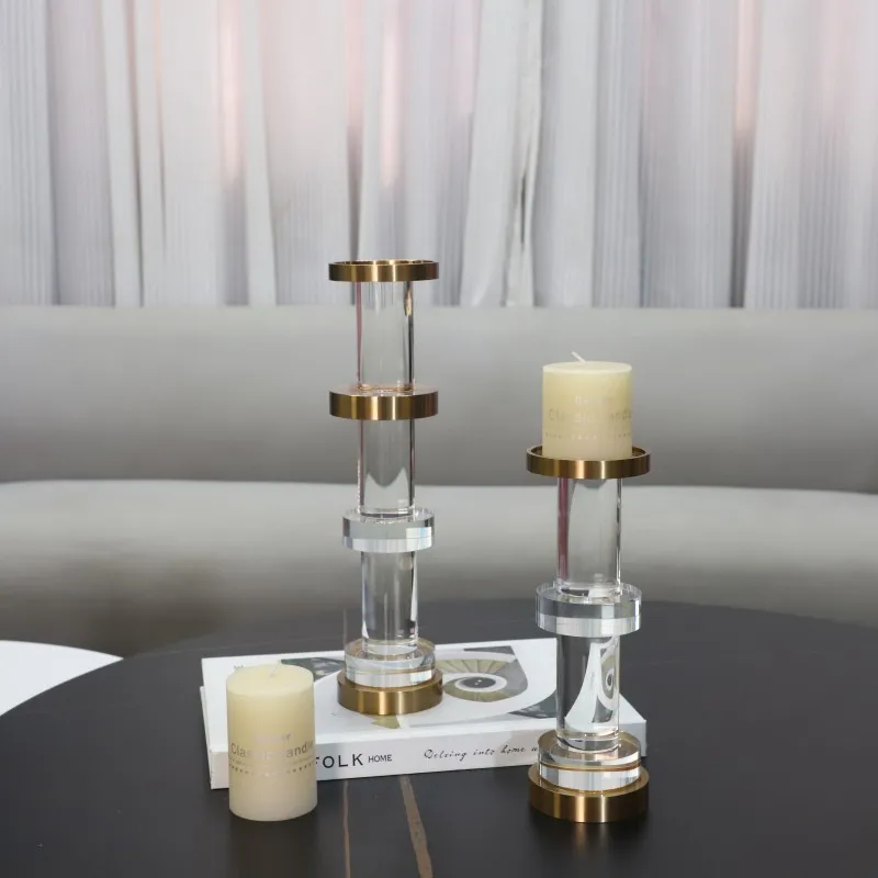 CX Creative Geometric Bamboo Crystal Candlestick Ornament Living Room Restaurant Entrance Hotel, Decoration