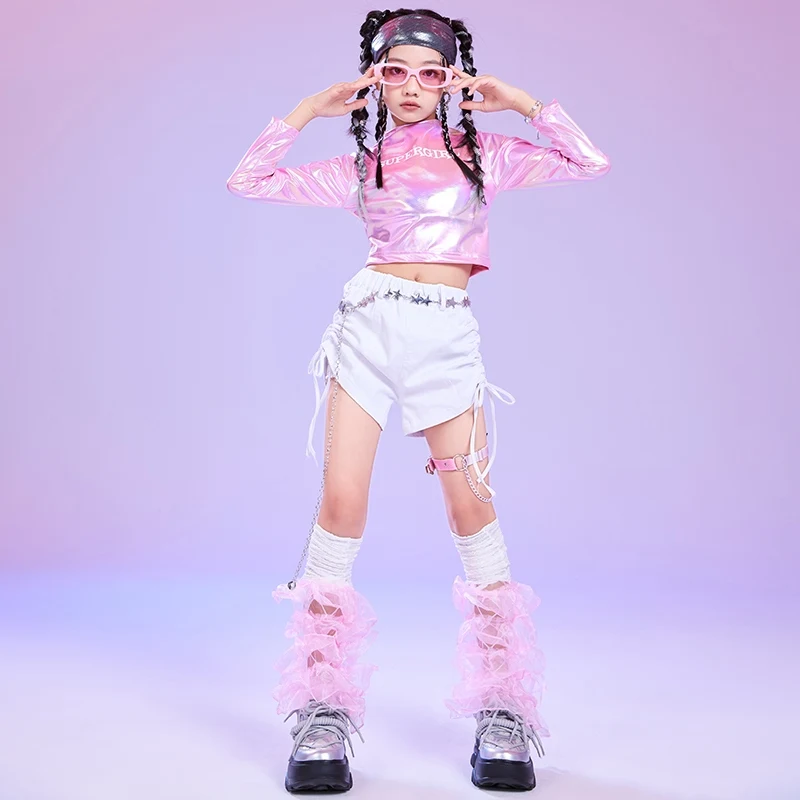 어린이 힙합 의류 케이팝 의상, 소녀 치어리더 재즈 댄스 코스튬, 어린이 볼룸 댄스 슈트, 스트리트 댄스웨어 SL11347