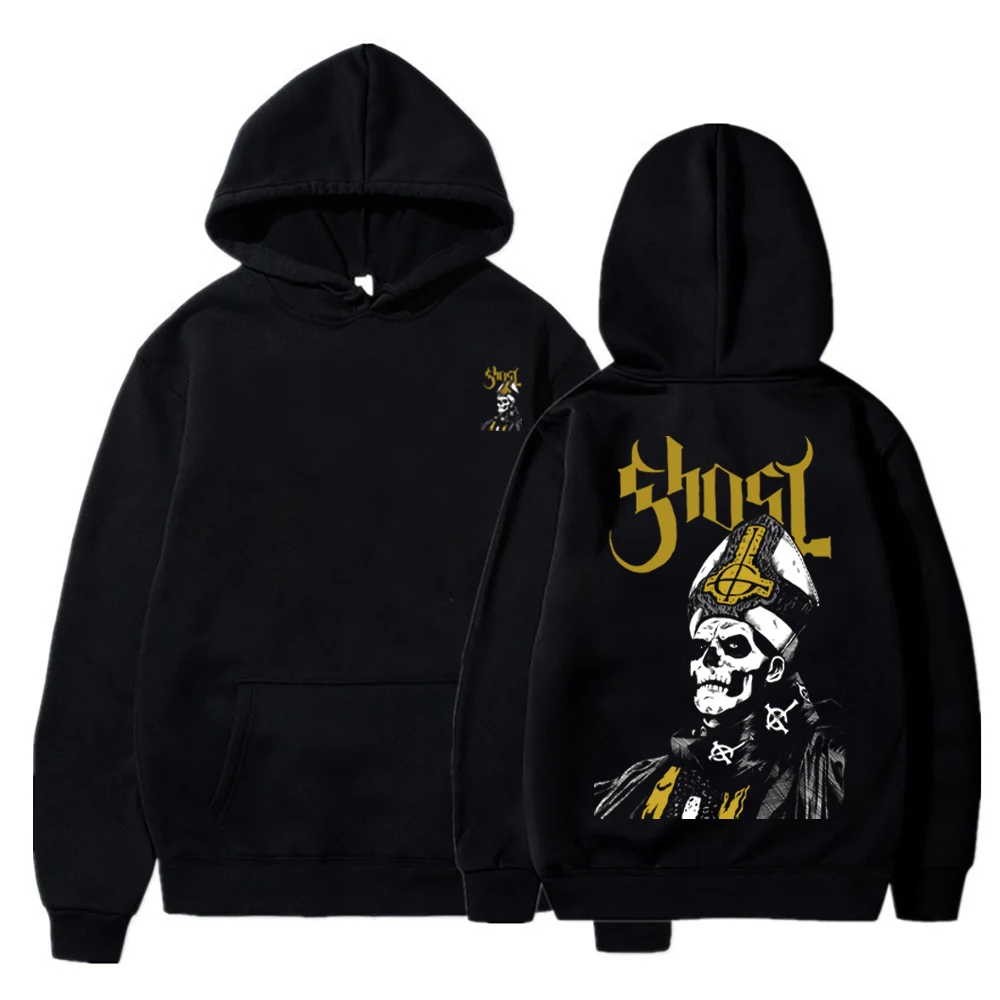 2024 New Trend Simple Men Women Pullover Ghost Rock Band Style Pattern Printing Hoodies Long Sleeves Sweatshirt Comfortable Tops