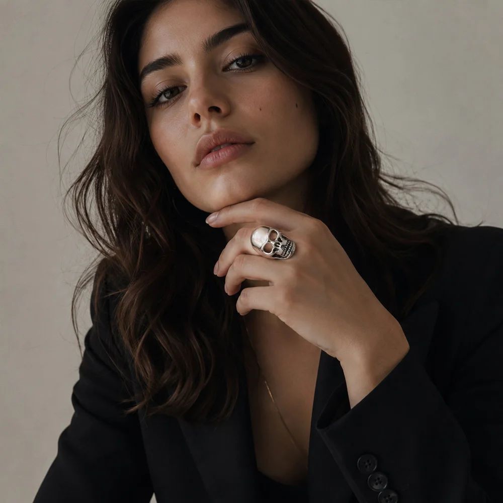 Skull Ring,Europe Rebel Street Fashion Good Jewerly For Women Men,Punk Gift In 925 Sterling Silver,Super Deals