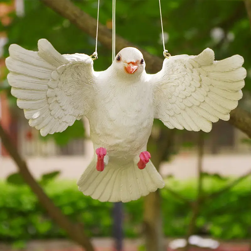 Imagem -02 - Simulação Branco Cinza Pombo Pomba Resina Enfeites de Jardim ao ar Livre Varanda Artesanato Escultura Parque Gramado Paisagem Decoração Figuras