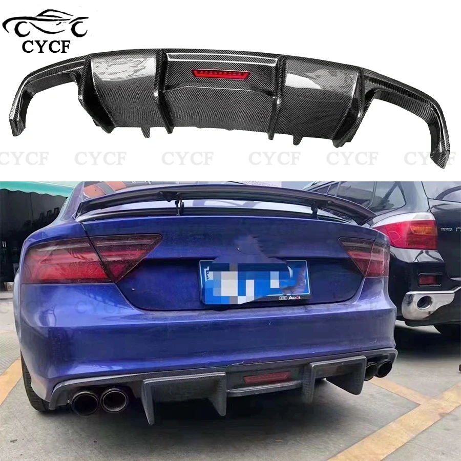 For Audi A7 C7.5 2016-2018 Regular Carbon Fiber Car Rear Bumper Diffuser Rear Splitters Spoiler Back lip Car Accessorie