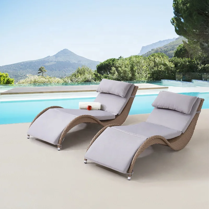 Outdoor furniture Garden swimming pool Wicker loungers Outdoor beach Rattan sunbathing