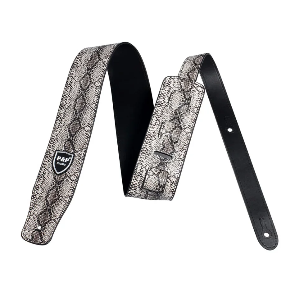 Snake Skin Design PU Imitation Leather Guitar Strap For Electric Guitar Acoustic Guitar Folk Guitar Bass Strap