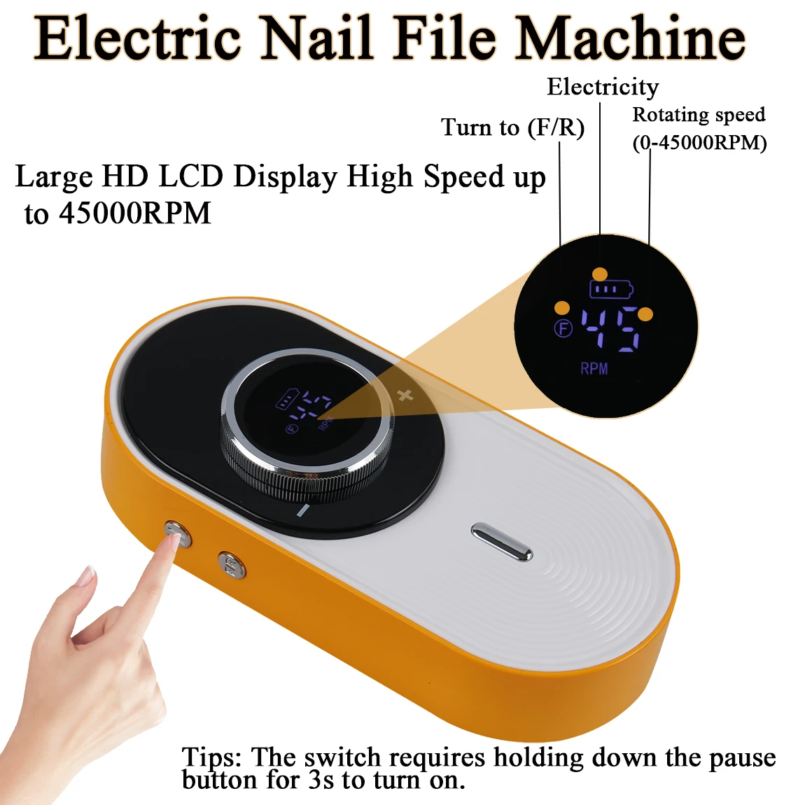 Profesjonalna elektryczna frezarka do paznokci 45000 obr./min, akumulatorowa, przenośna, cicha pilarka do paznokci do salonu manicure.
