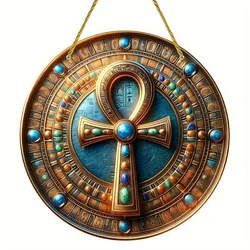 Key of Life Yang Catcher, Ancient Egyptian Symbol Hanging, Round Acrylic Sign, Hanging, Porch, Wall, Home, Room Decor, Home Gift