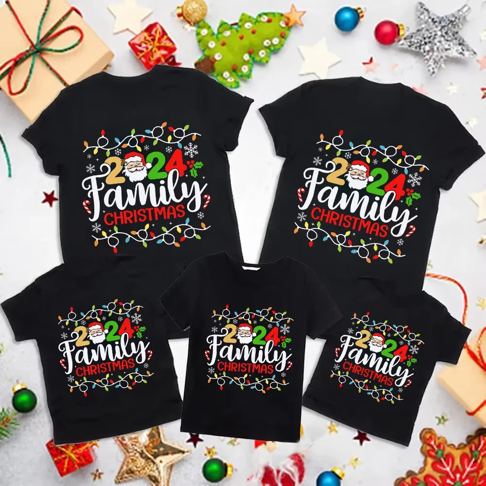 Family Christmas 2024 Print Shirts Family T-Shirt Outfits Xmas Party Family Tshirts Clothes Christmas Gifts Unisex Oversized Tee