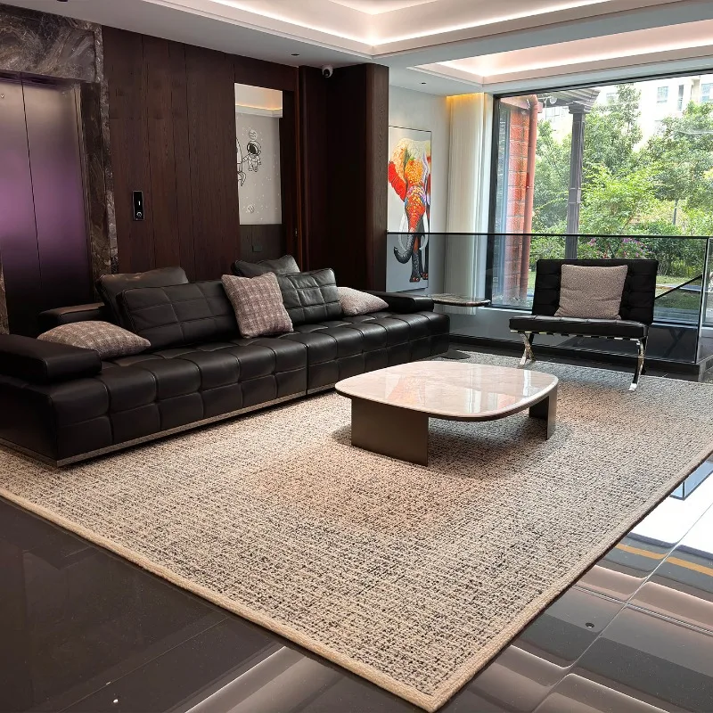 Pure handmade wool carpet living room bedroom bedside plain light luxury high-end thickened household floor mat cloakroom