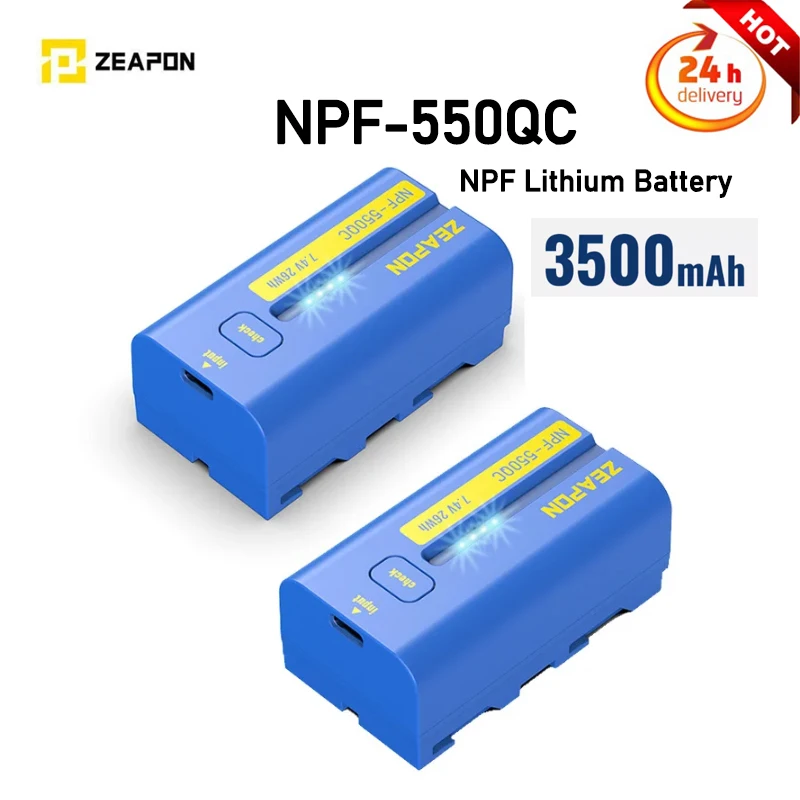 ZEAPON NPF-550QC 3500mAh Large Capacity LG Battery Cells/Type-C charging/QC3.0 18W Fast Charging for Slide/Monitor/Fill Light