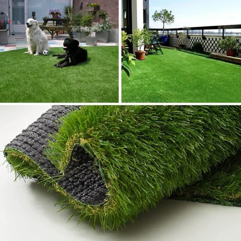 

Artificial Turf Rug 5FTX8FT Indoor Outdoor, 1.38 Inch Pile High Realistic Fake Grass with Drainage Holes for Patio Garden Lawn