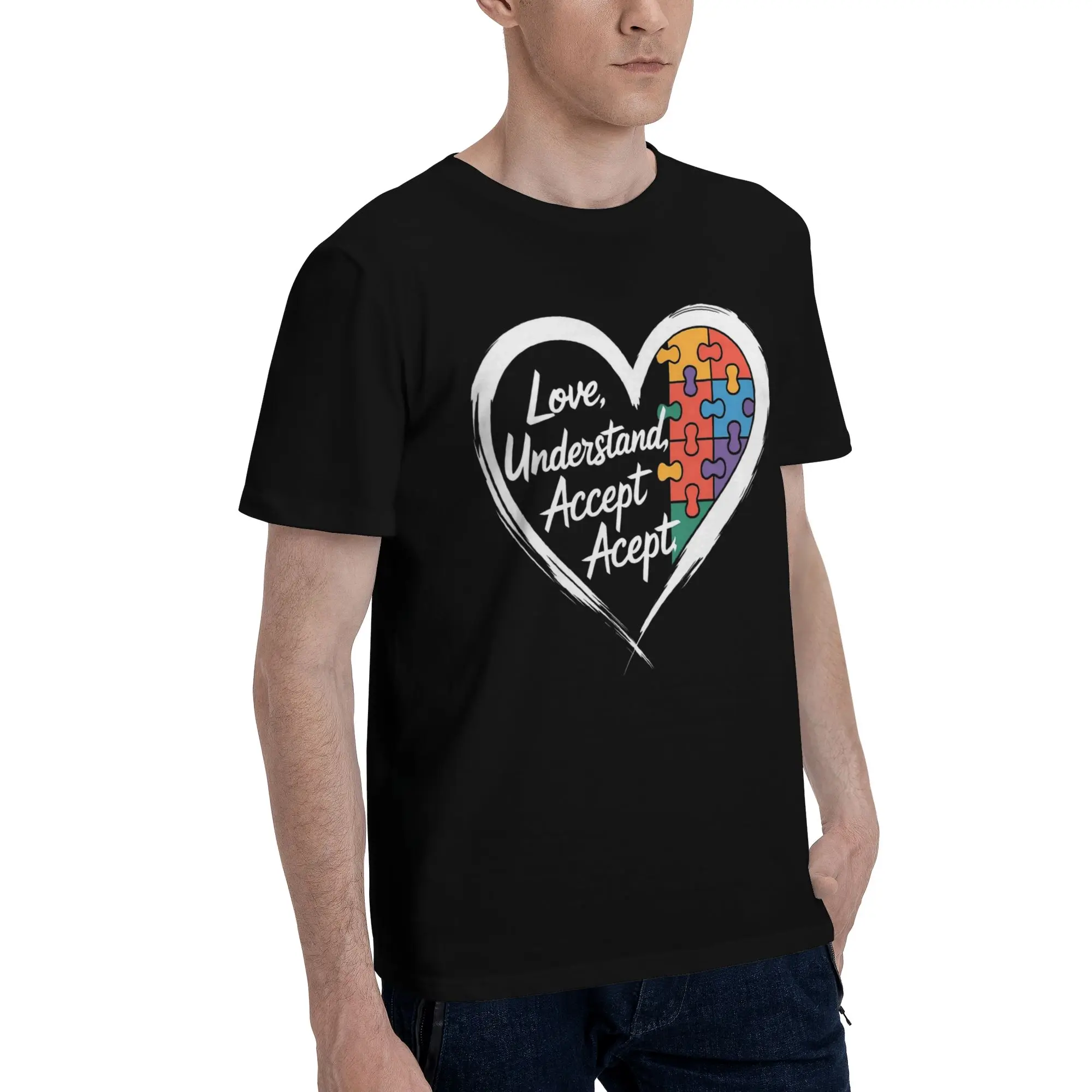 Autism Awareness Respect Love Support  Accessories Unisex T Shirt Pure Cotton Tee New Arrival  Tops T-shirt