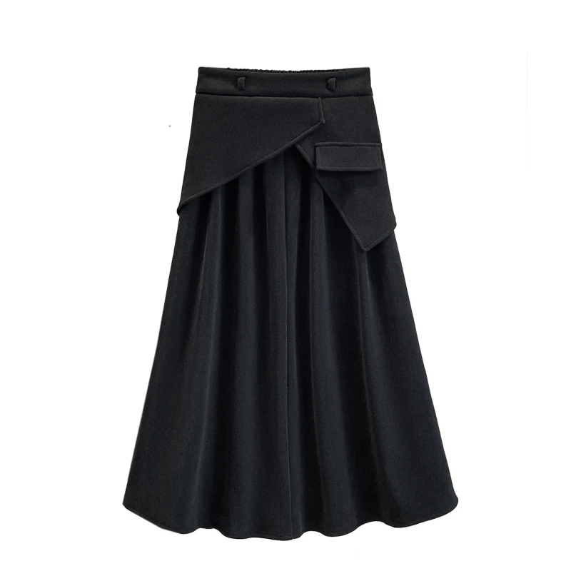 Gonna a trapezio invernale Thiened Fce a vita alta che nasconde l'anca Gonna longuette in vita elastica di grandi dimensioni per donne taglie forti