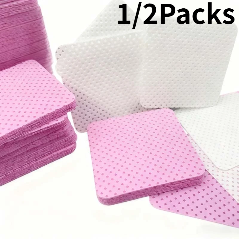 1/2 confezioni di rimozione delle unghie foglio di cotone rimozione colla per ciglia rimozione smalto per ciglia estensione colla salviette per la pulizia